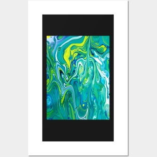 Limeade - Abstract Acrylic Pour Posters and Art